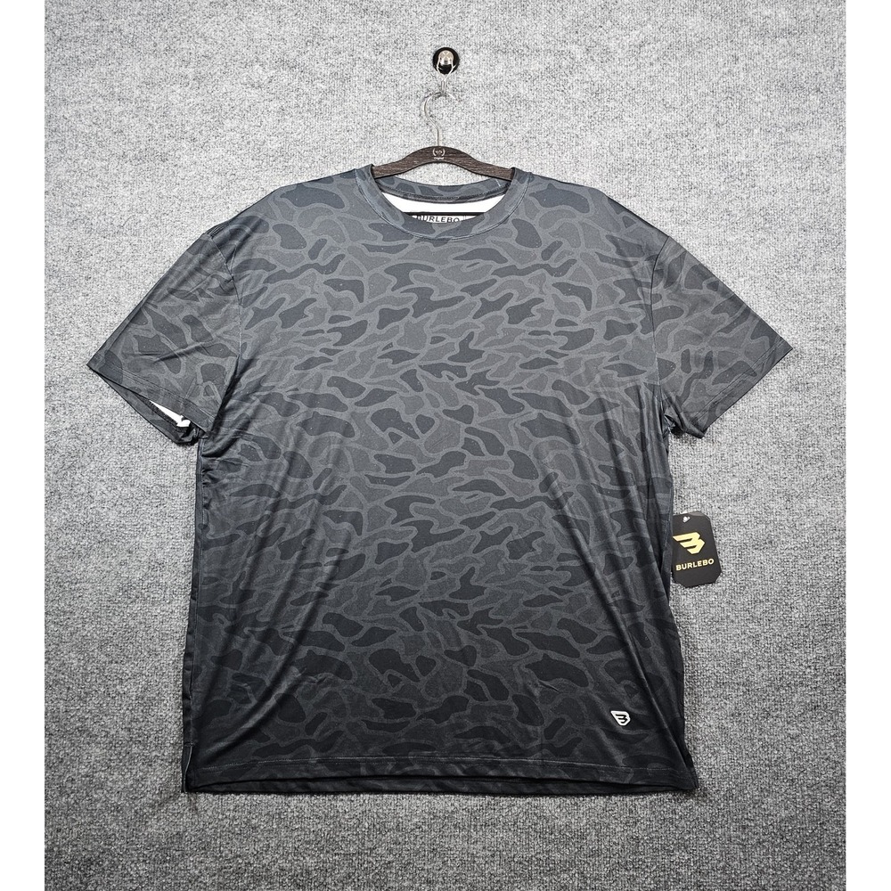 Burlebo Men's Go To Tee Short Sleeve T Shirt UPF 50 Black Camo Size XL